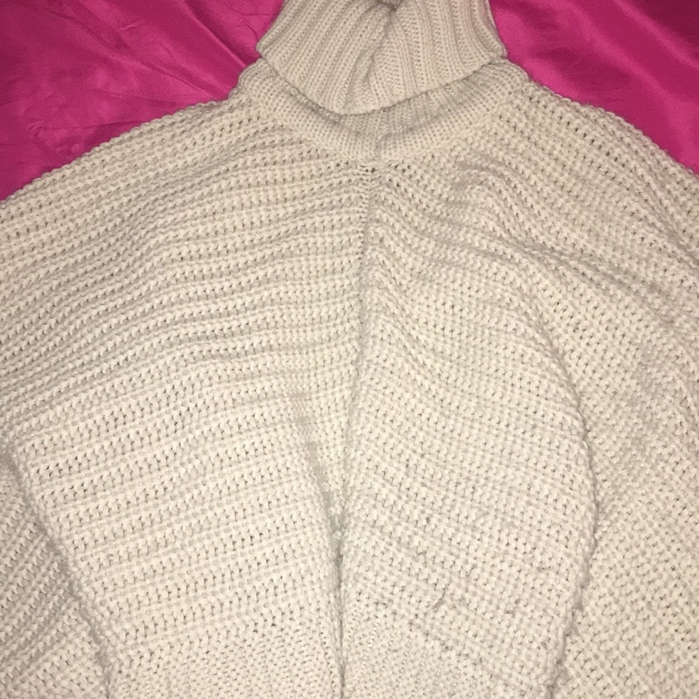 Beige Turtleneck Poncho